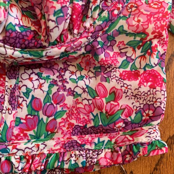 For Love & Lemons Floral Bustier Crop Top | Purple Pink Multi | Size Small - Picture 5 of 9